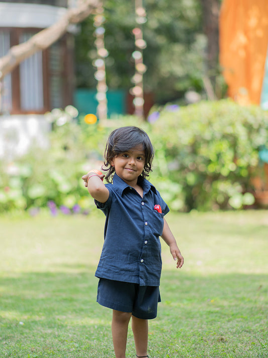 Angad Shorts : Slub Navy