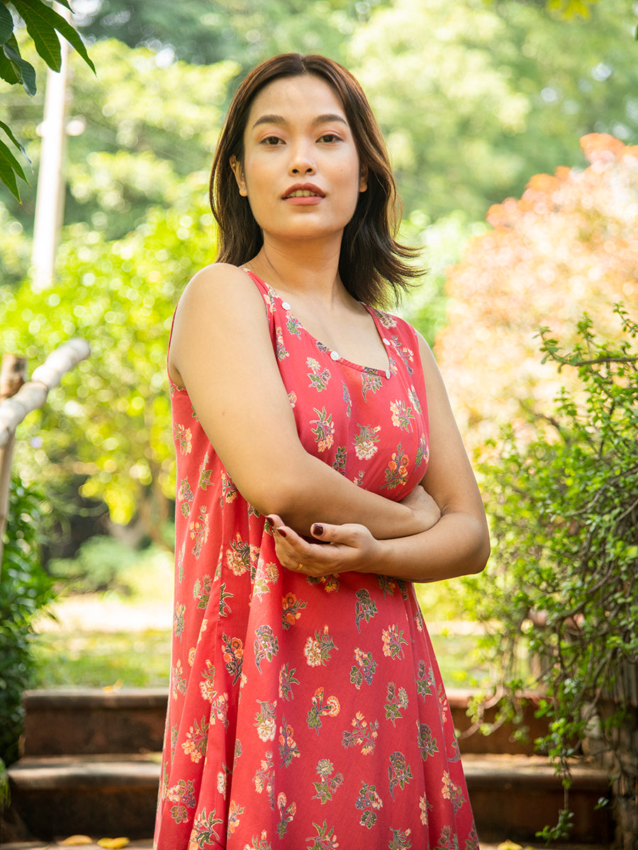 Ann Dress : Toile Red Voile