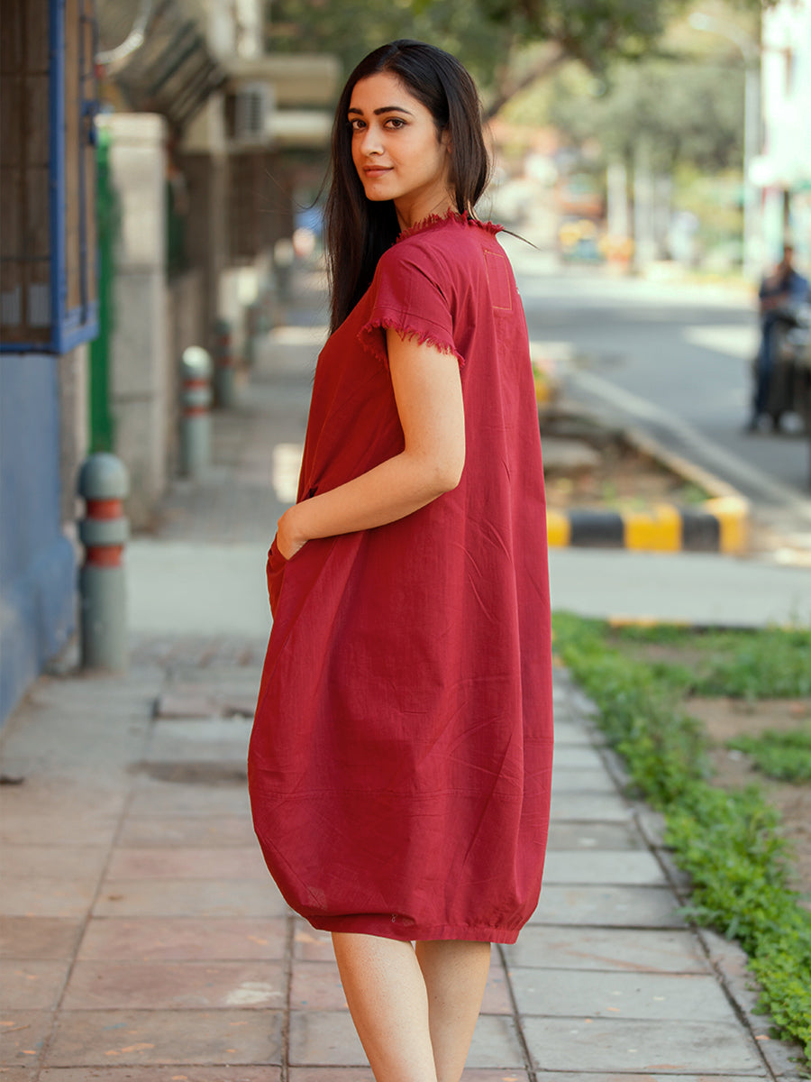 Balloon Dress : Maroon