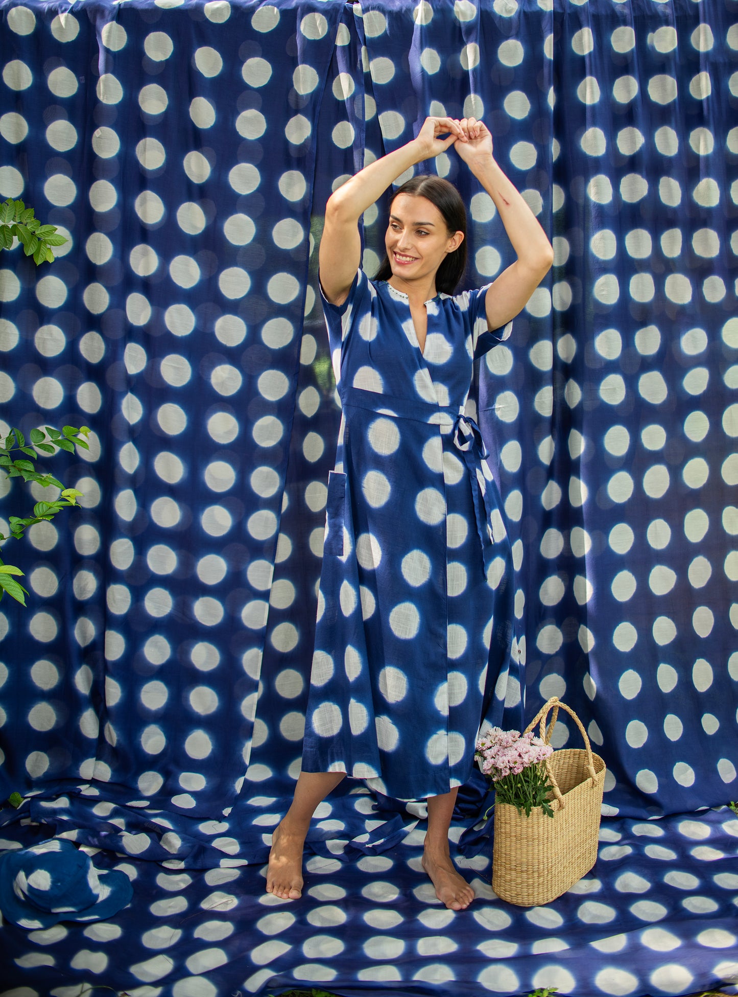 Pocket Wrap Tie Dye : Circle Navy Slub
