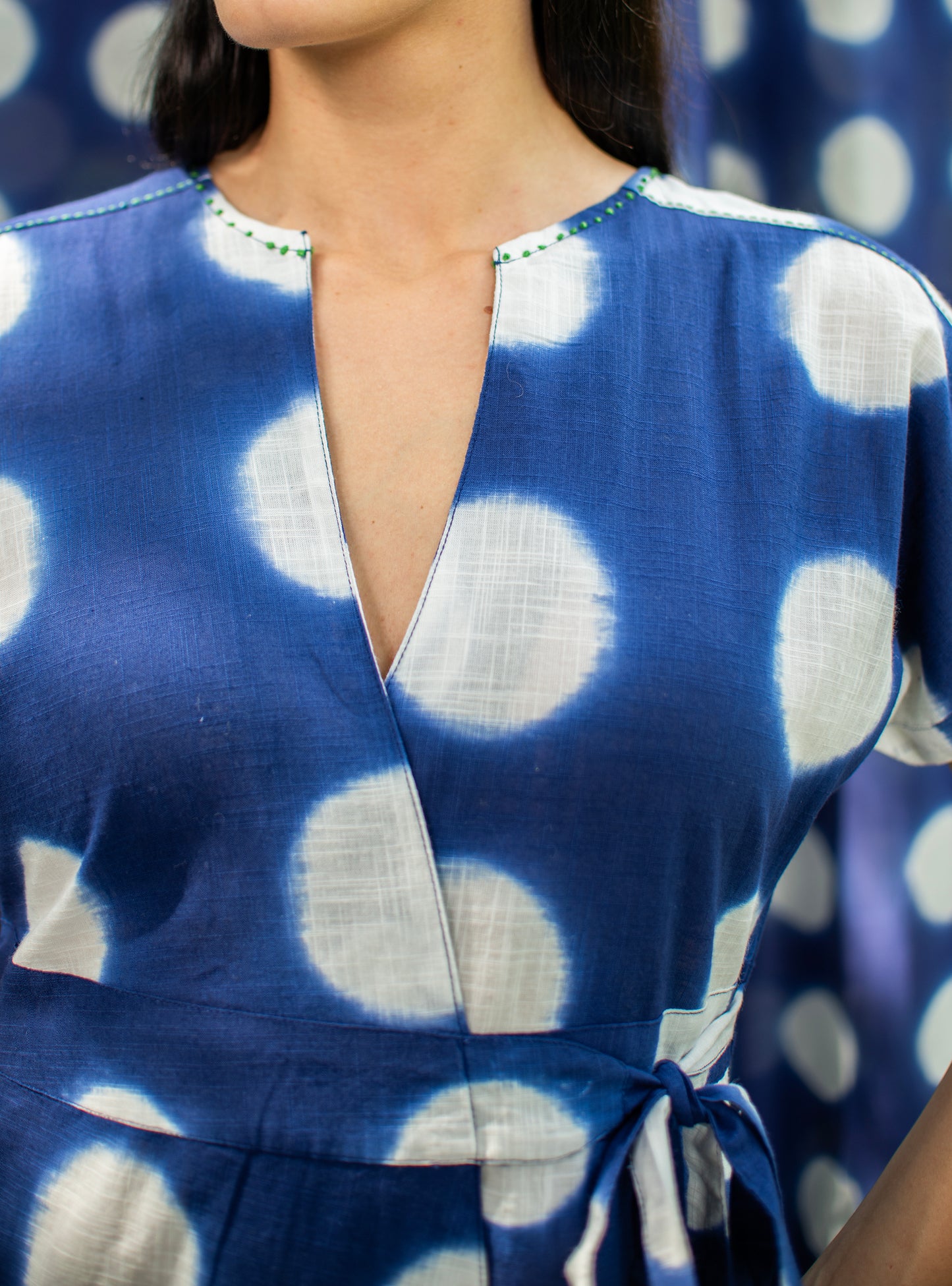 Pocket Wrap Tie Dye : Circle Navy Slub