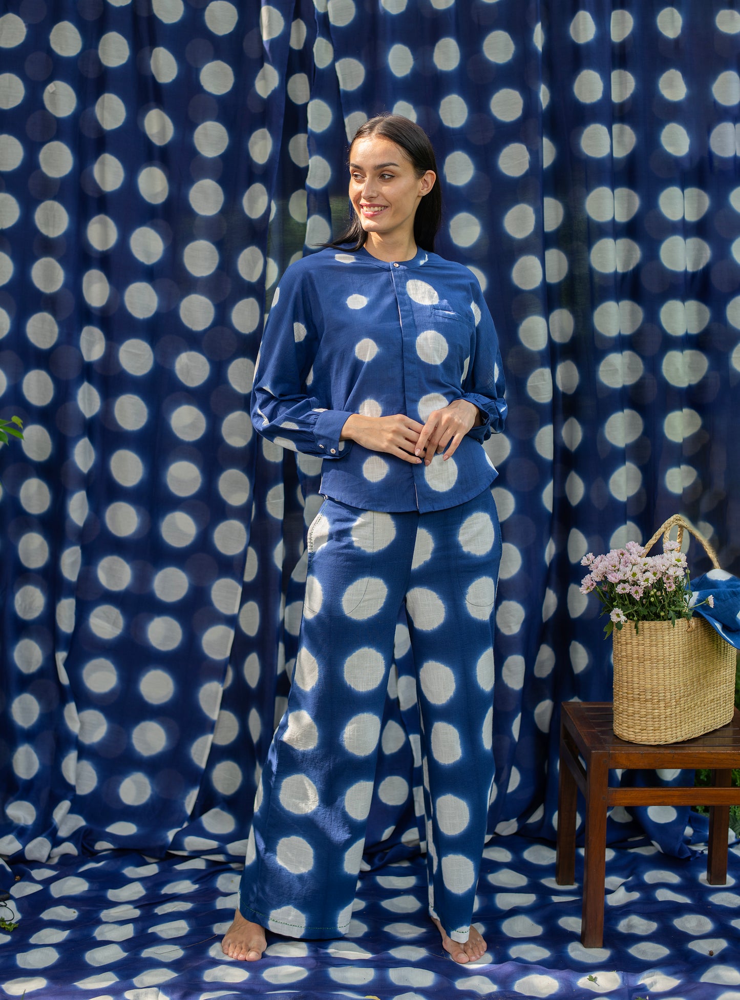Ellie Pant Tie Dye : Circle Navy Textured