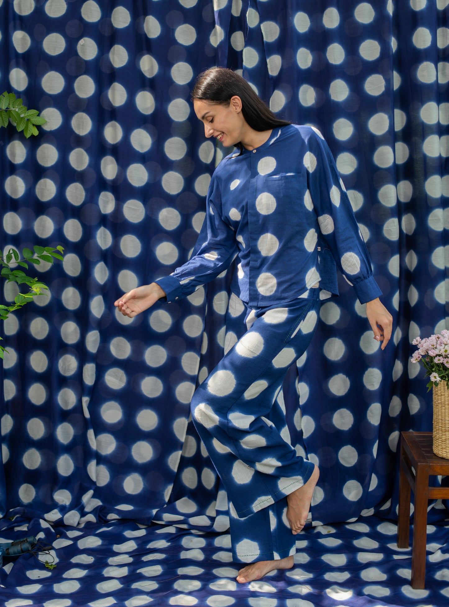 Ellie Pant Tie Dye : Circle Navy Textured