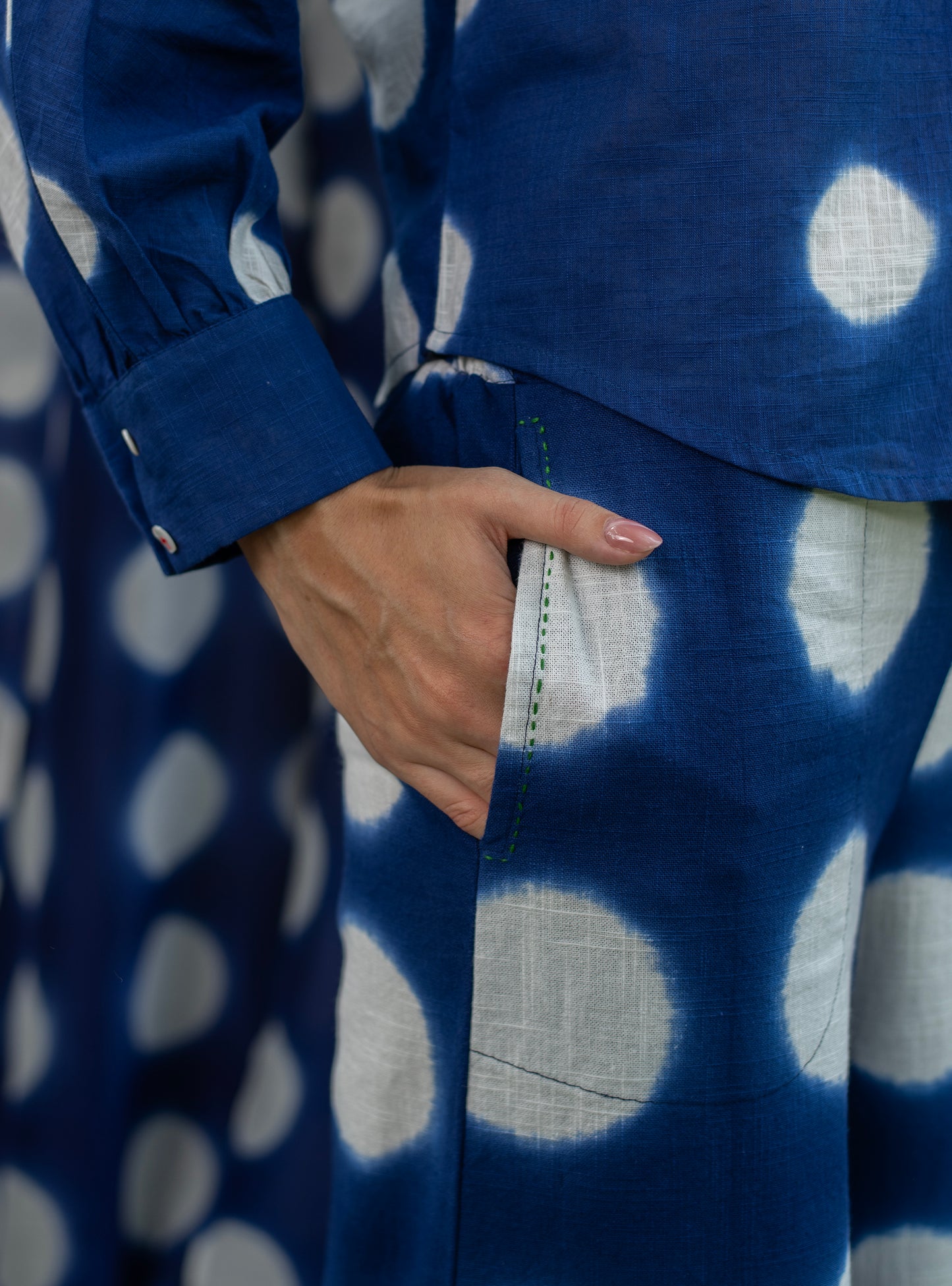 Ellie Pant Tie Dye : Circle Navy Textured