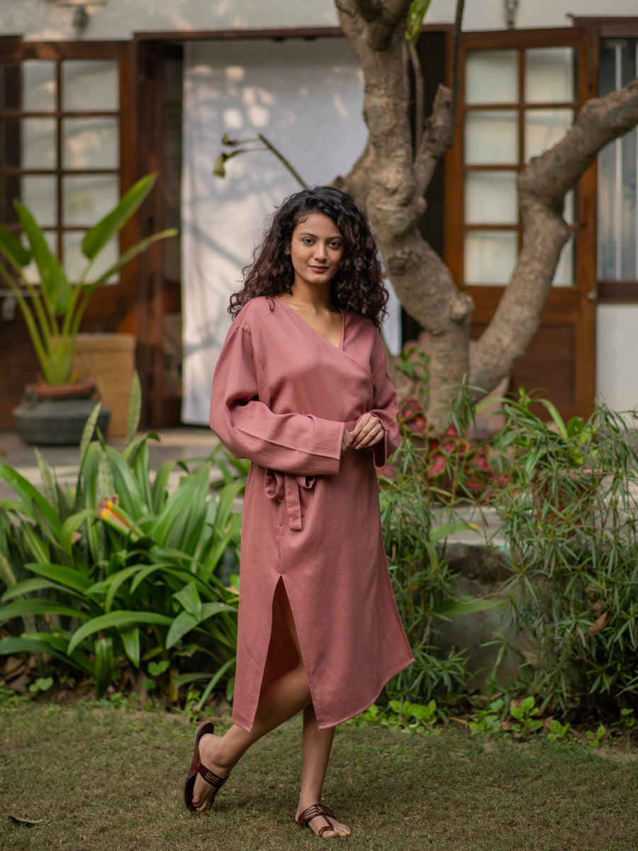 Solid Robe Dress : Dusty Rose Pink