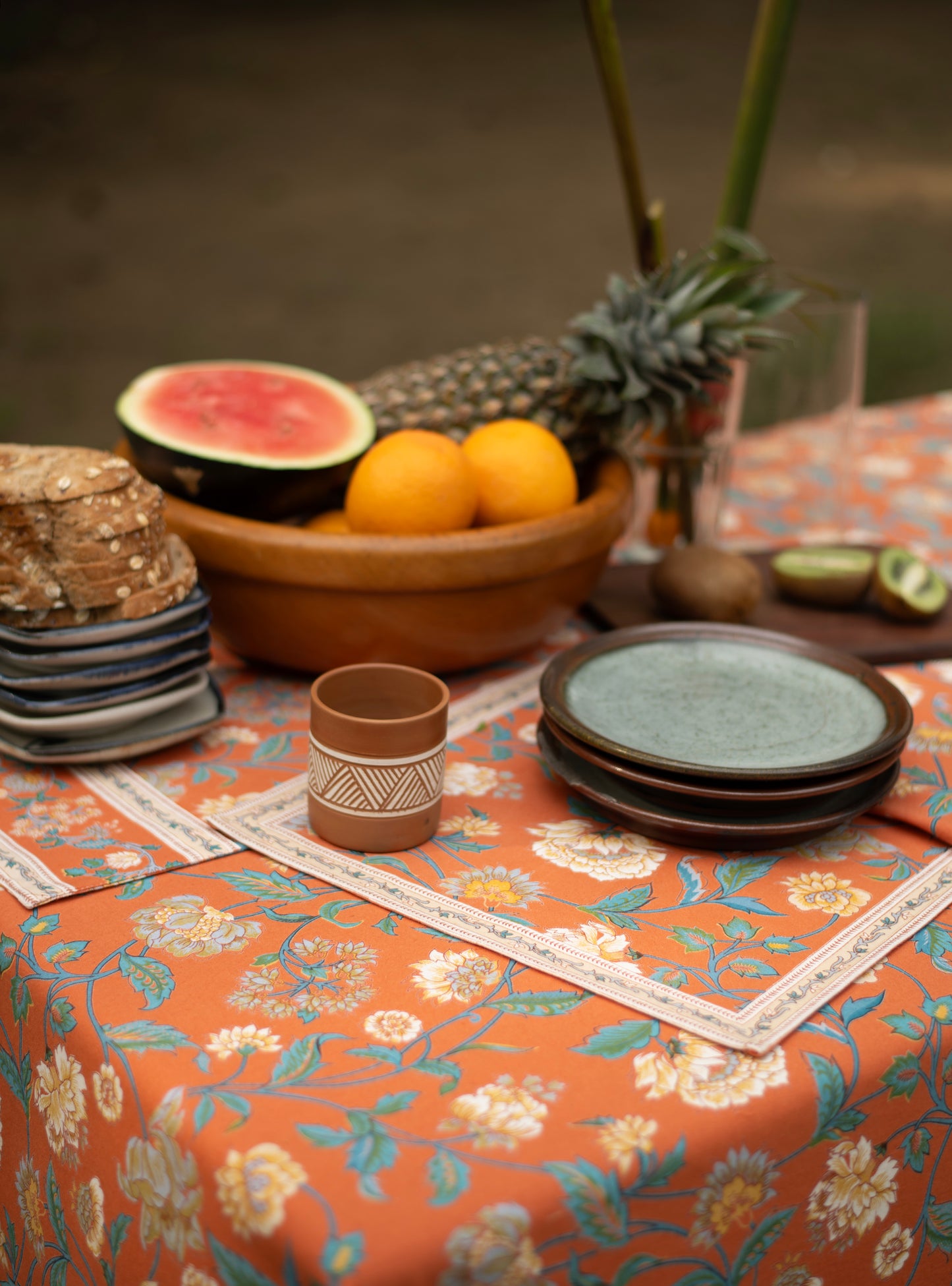 Mat Set of 2 : Florentine Orange Canvas