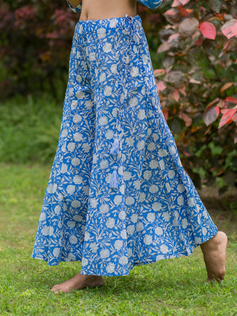 Goa Pant : Sundari Blue On White