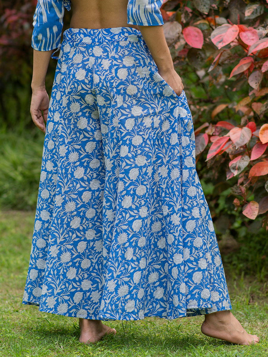 Goa Pant : Sundari Blue On White