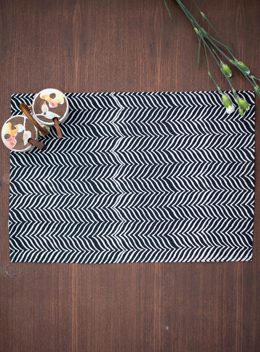 Hand Block Printed Placemat: Gumbaj Black