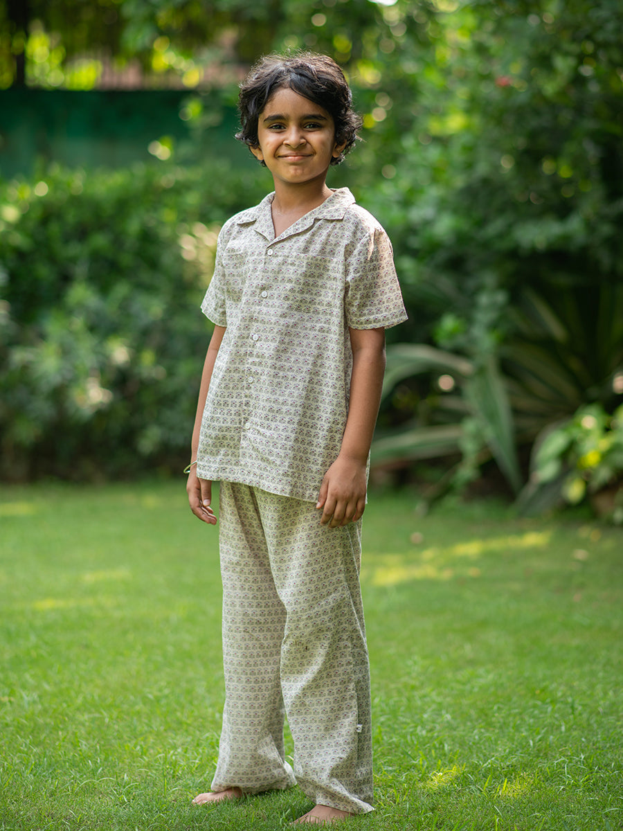 Angad PJ Set  : Kamal Booti Ivory