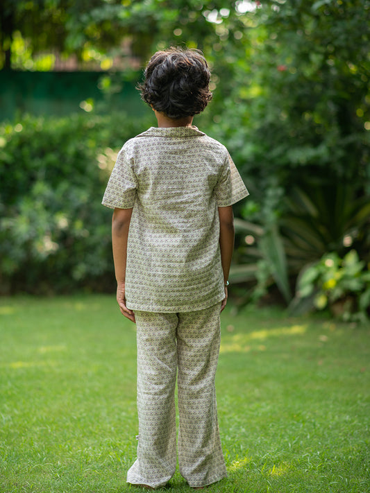Angad PJ Set  : Kamal Booti Ivory