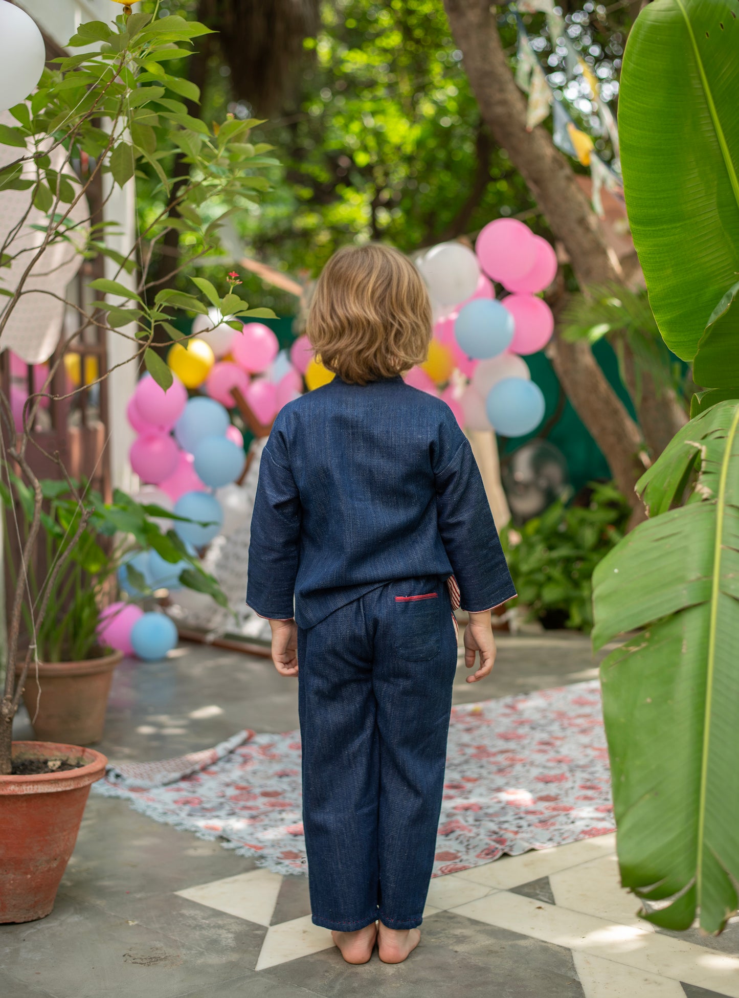 Kids Classic Pant Handwoven : Veg Dyed Navy Denim