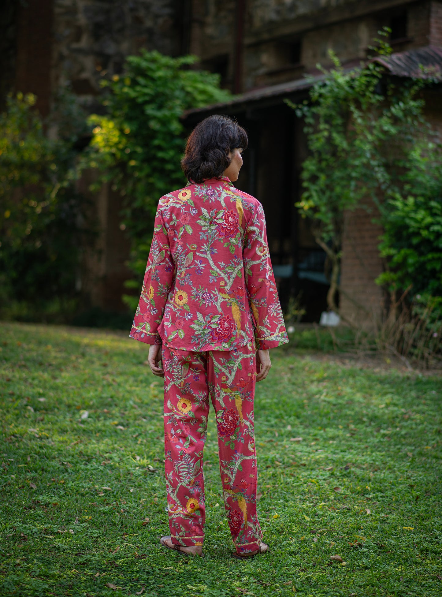 Vanessa PJ Set : Bird Coral Voile