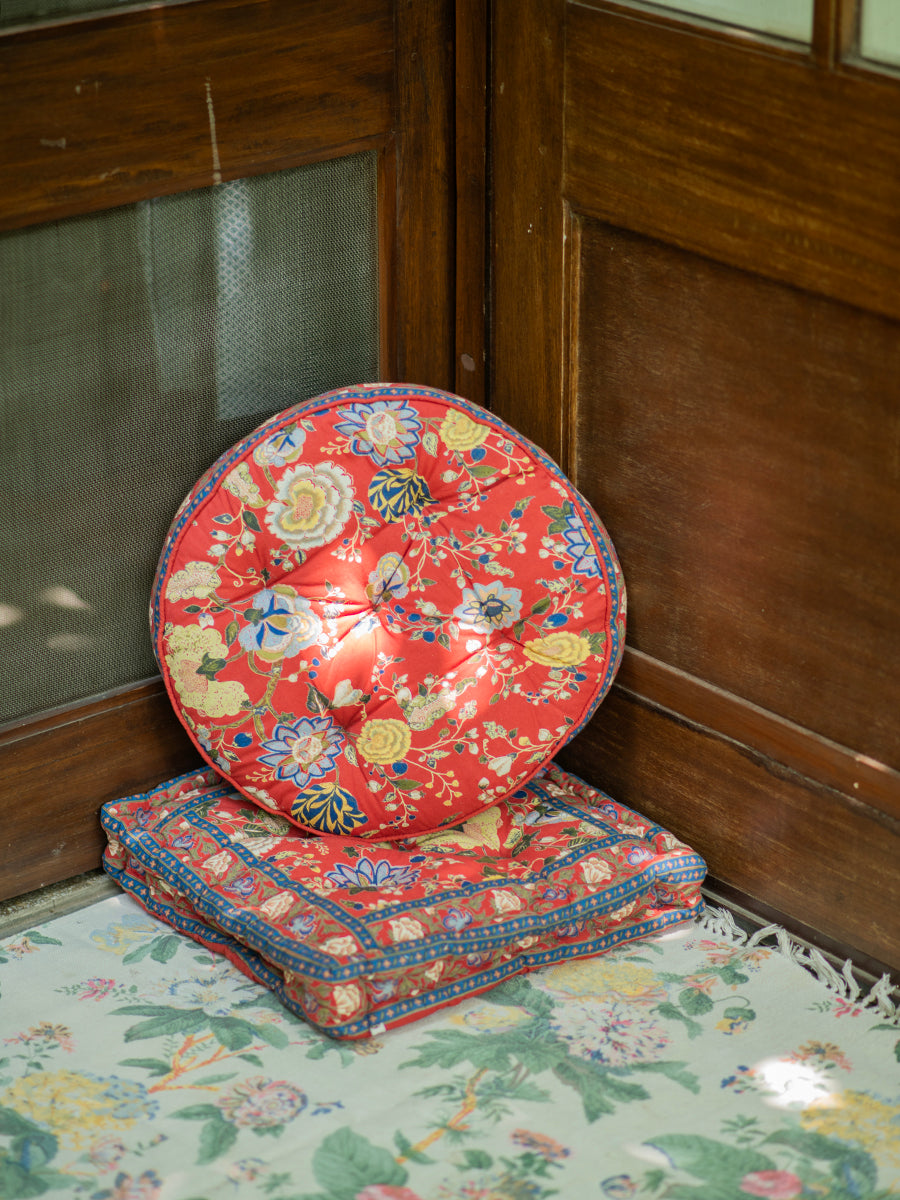 Printed Floor Cushion : Malabar Rust