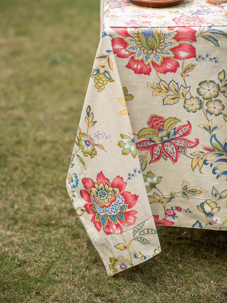 Printed Table Cloth - Beading : Rio Ivory Textured