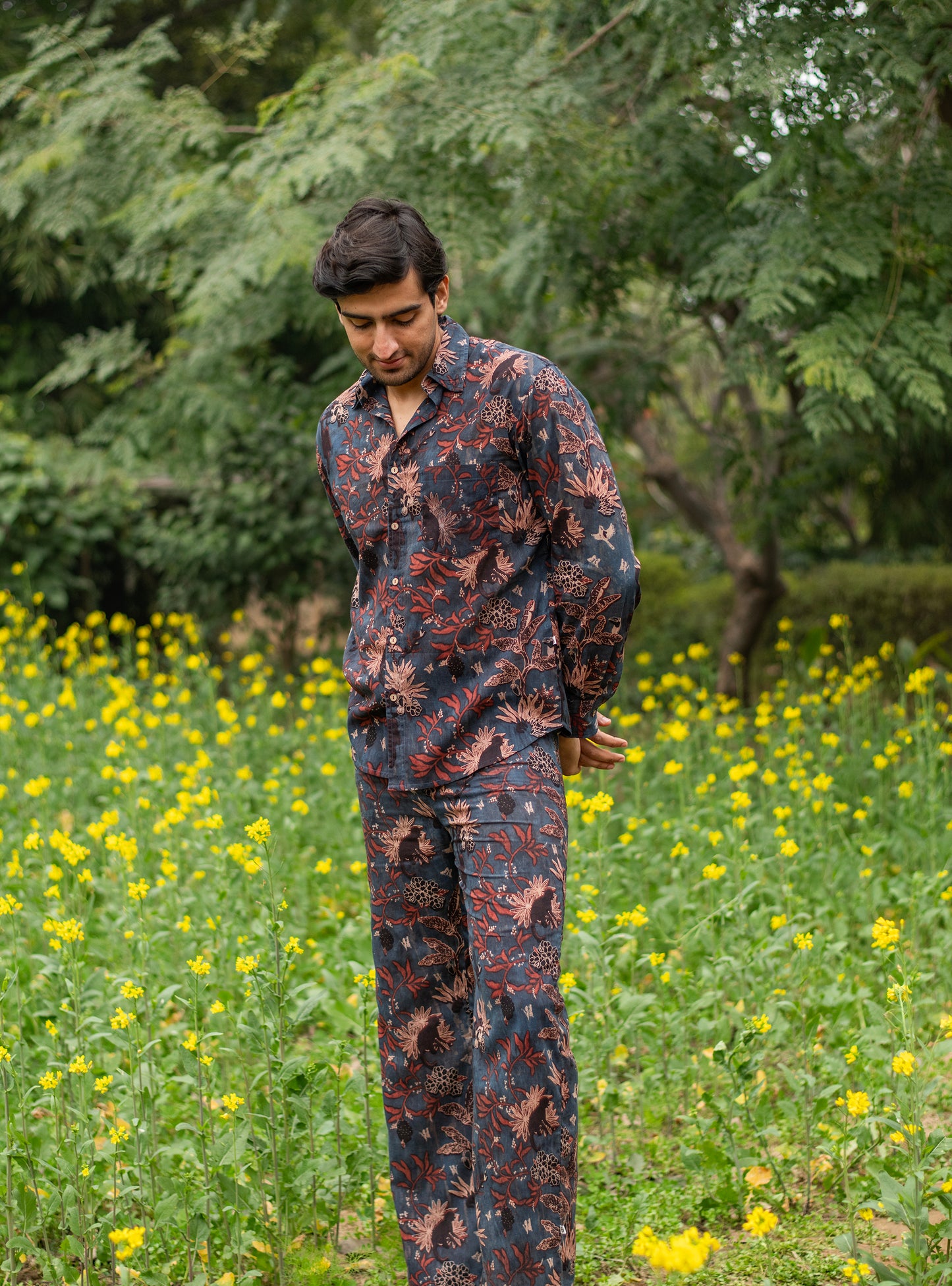 Xavier Shirt Full Sleeves : Ajrakh Ubud Indigo Voile