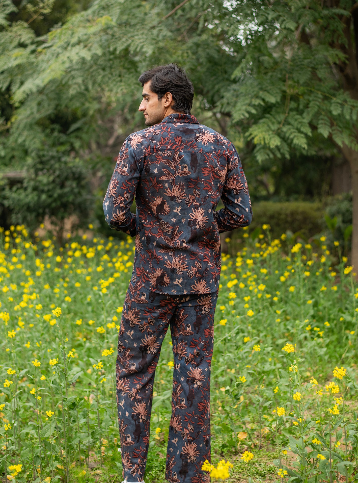 Xavier Shirt Full Sleeves : Ajrakh Ubud Indigo Voile