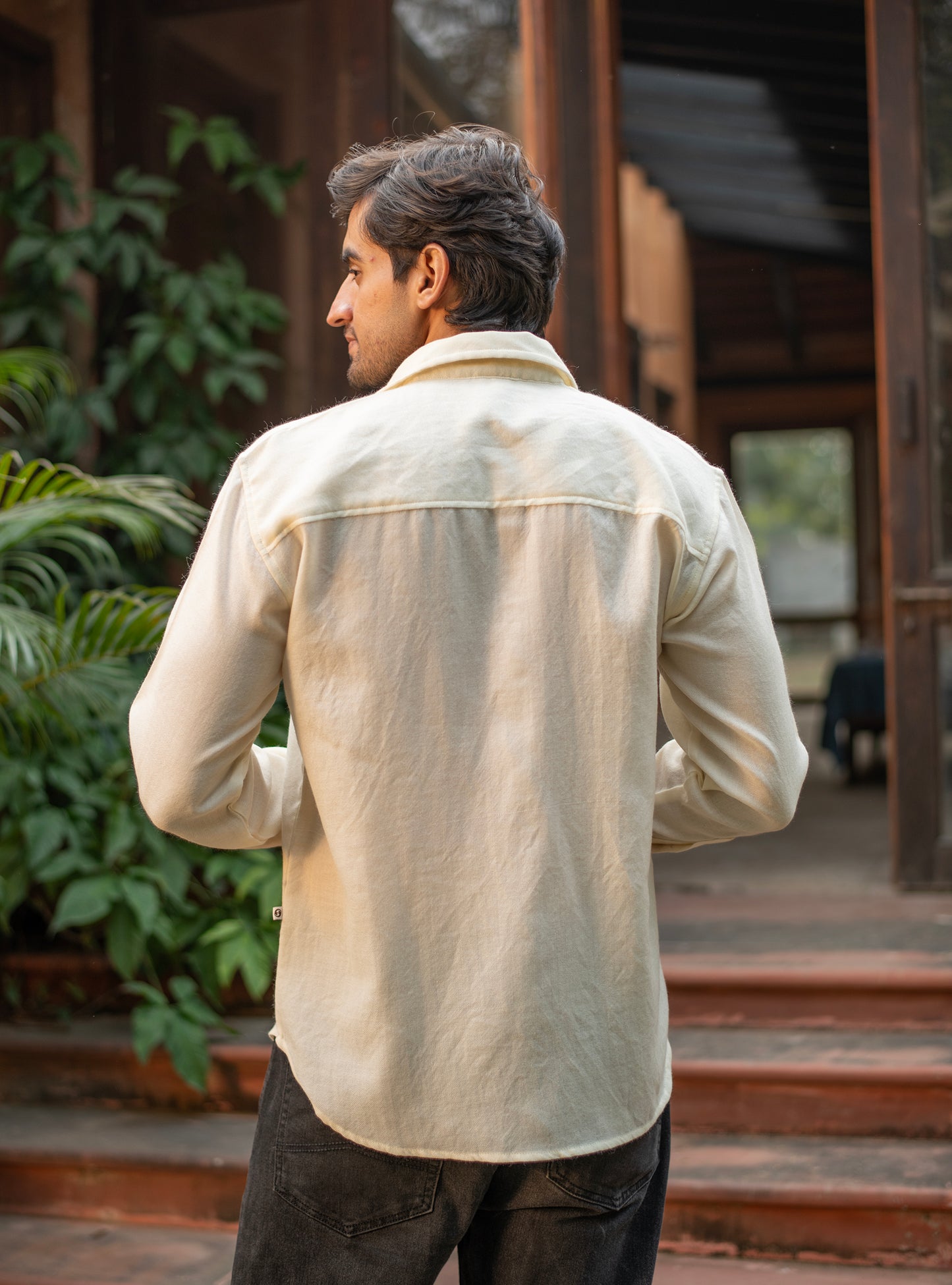 Xavier Men's Wool Shirt Full Sleeves: Solid Cream