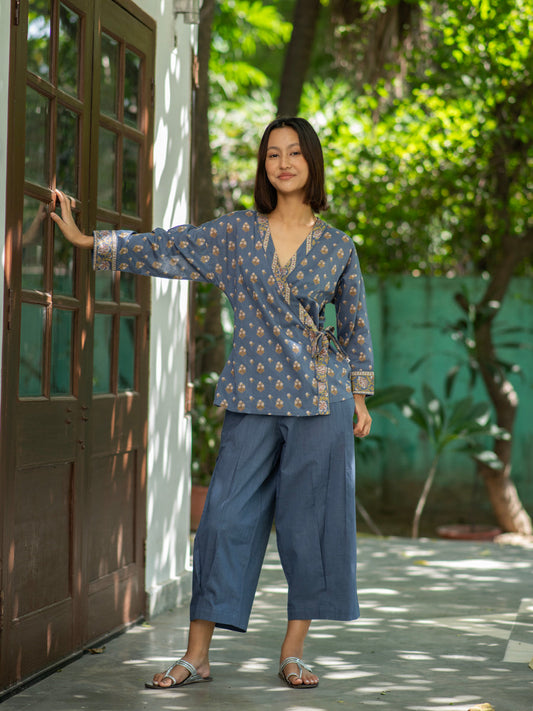 Solene Top : Chanderi Denim