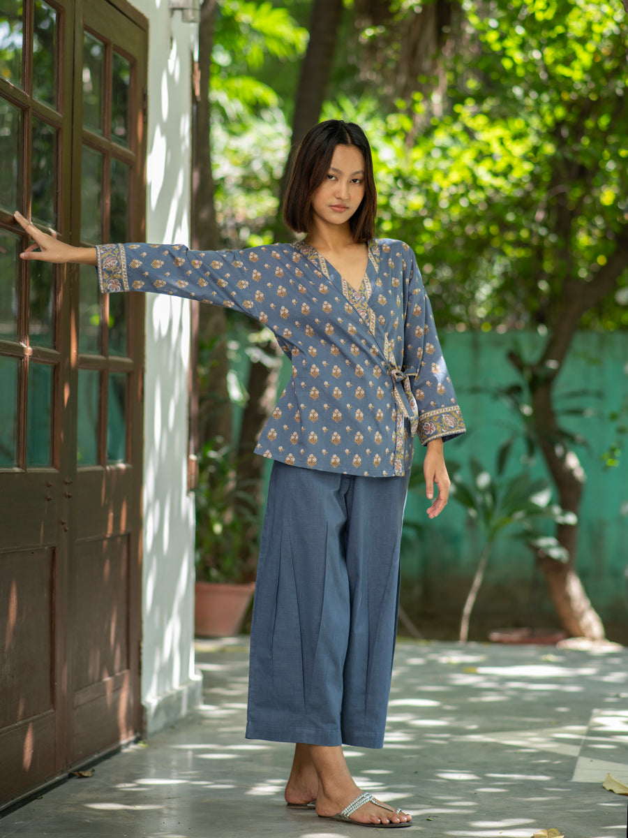 Solene Top : Chanderi Denim