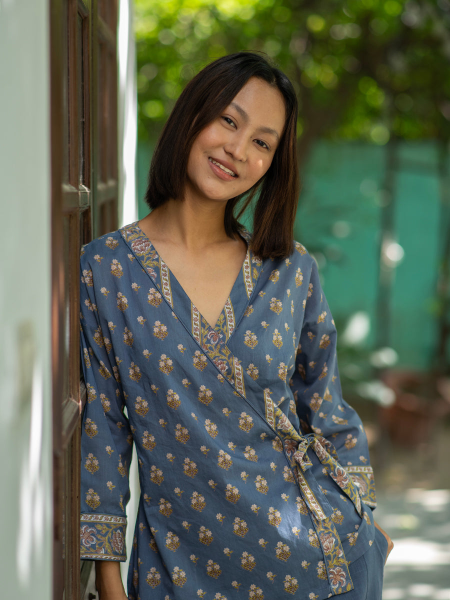 Solene Top : Chanderi Denim
