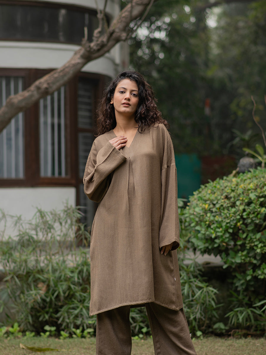 Woollen Solid Phiran: Khaki