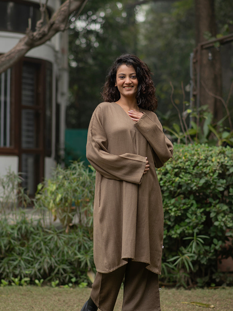 Woollen Solid Phiran: Khaki