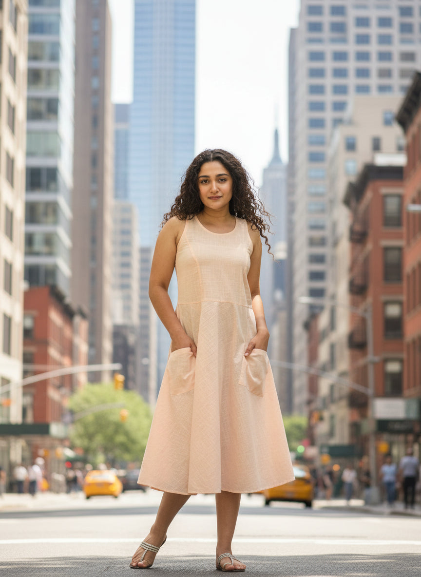 Sandy Dress : Slub Rose