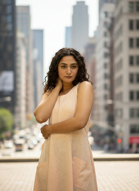 Sandy Dress : Slub Rose