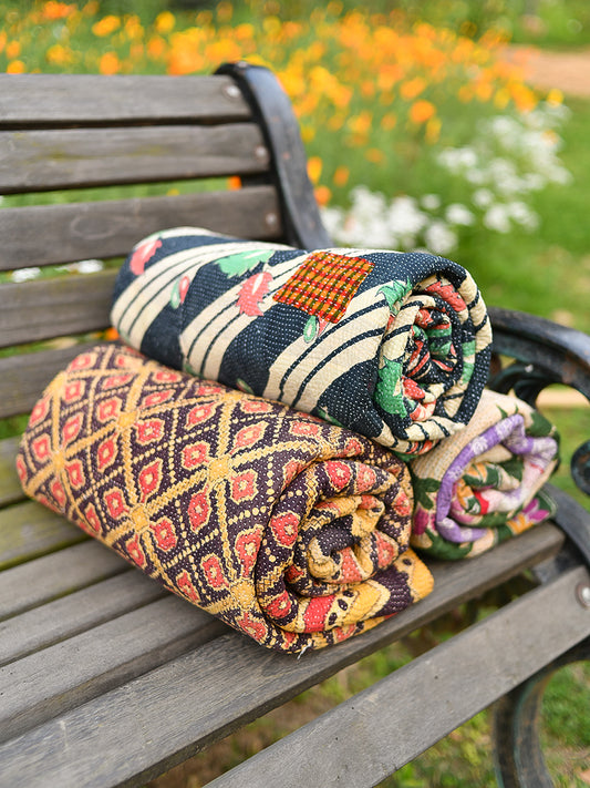Cotton Vinatge Kantha : Gudri Throw