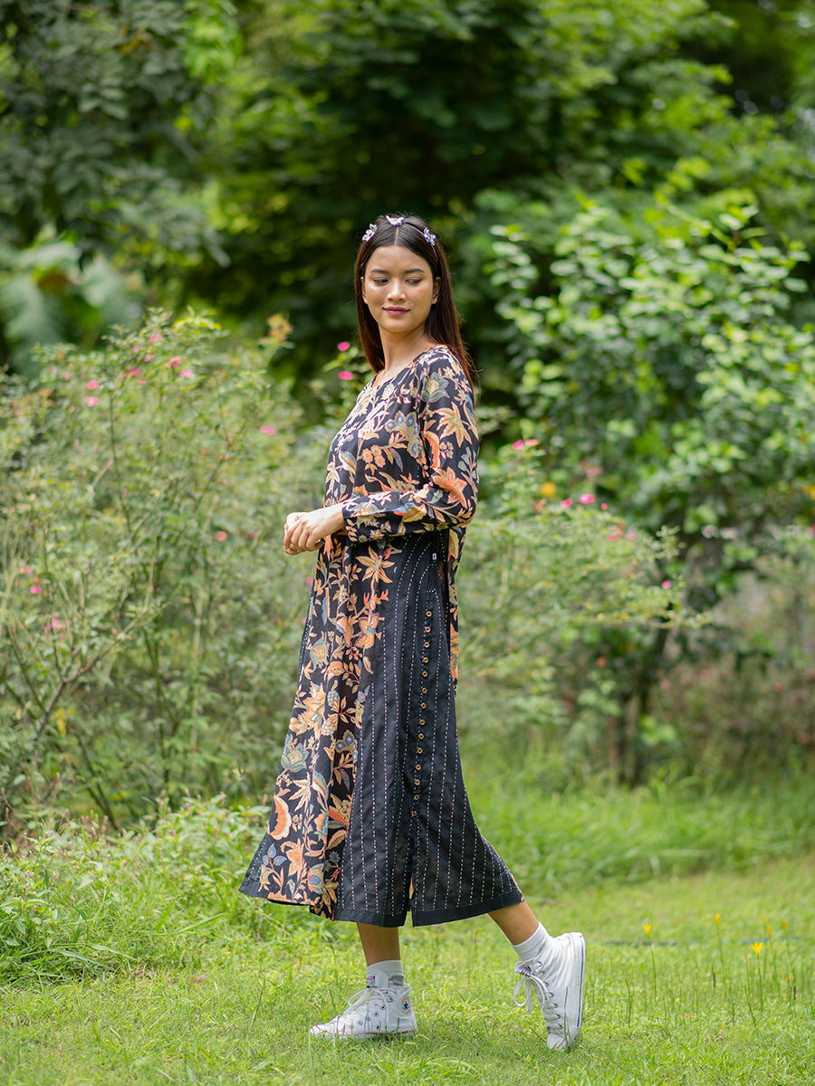 Floral Vine Leher Kurta : White