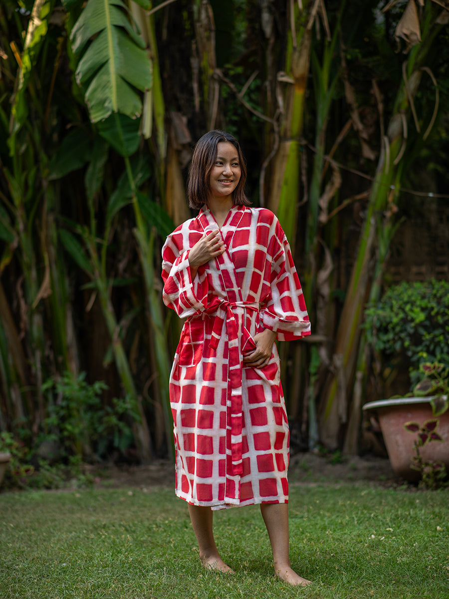 Robe : Chanderi Square Red